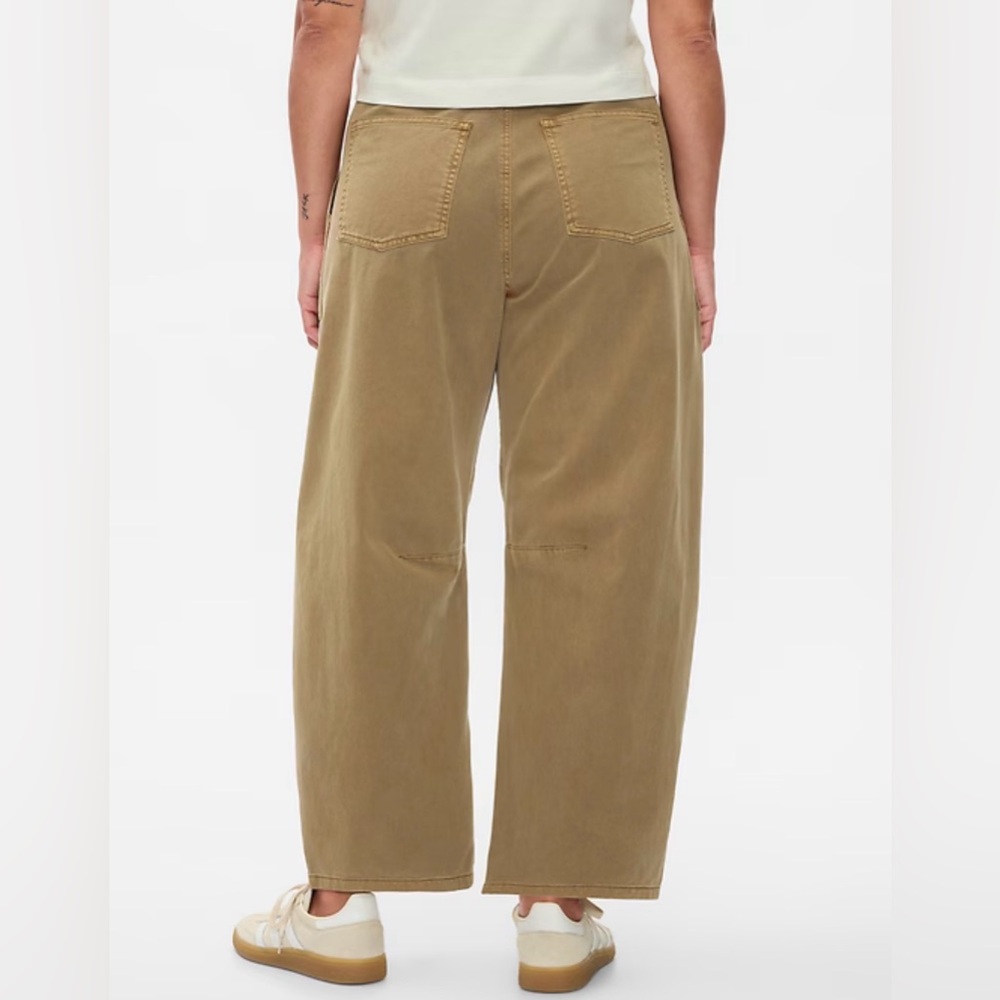 GAP Women’s Mid Rise Twill Barrel Pants 16 Petite Olive Green - Picture 11 of 11